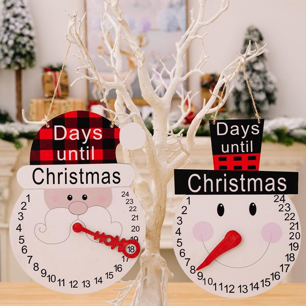 Christmas Countdown Wooden Wall Calendar Christmas Plaid Hat Old Man Christmas Countdown Wooden Wall Calendar Christmas Plaid Hat Old Man
