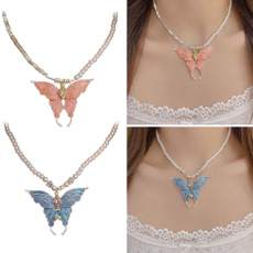 butterfly, Chain, shiningchokernecklace, claviclechainnecklace