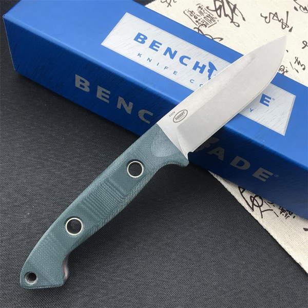 Benchmade 162 Brushcrafter Knife 3.85" Fixed Blade Knife S30v Leather