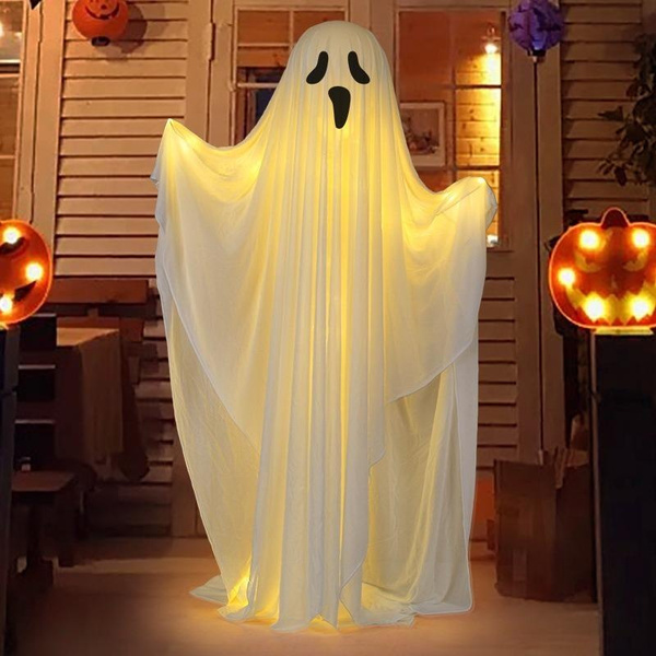 Halloween Light Up White Ghost with LED Lights,85/165cm Standing White ...