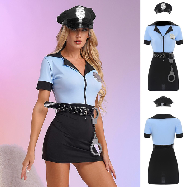 Women Bodycon Dress Temptation Cosplay Costume Cop Officer Outfit