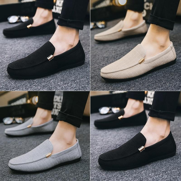 Mens slip on canvas shoes  Comfortable slip-on lazy shoes on