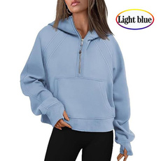 Stand Collar, Fleece, Fashion, sweaters for women