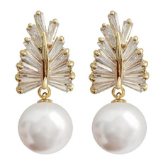 Fashion, Pearl Earrings, Gold Earrings, Earring