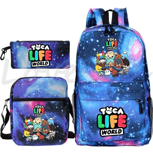 Cute Toca Life World Backpack 3pcs Set Girls Cartoon School Bags Travel