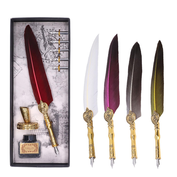 Feather quill fluent writing quill feather pen vintage elegance with 1