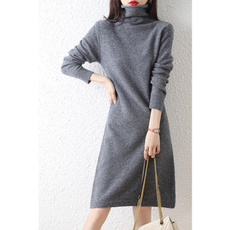 woolen, long skirt, Winter, straighttube