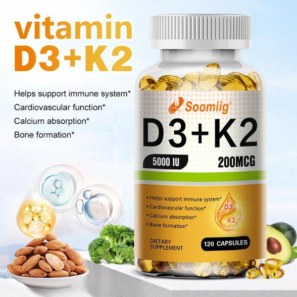 Soomiig Vitamin D3 K2 Softgels Help Support The Immune System Cardiovascular Function And