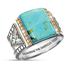 Sterling, ringsformen, Turquoise, Men
