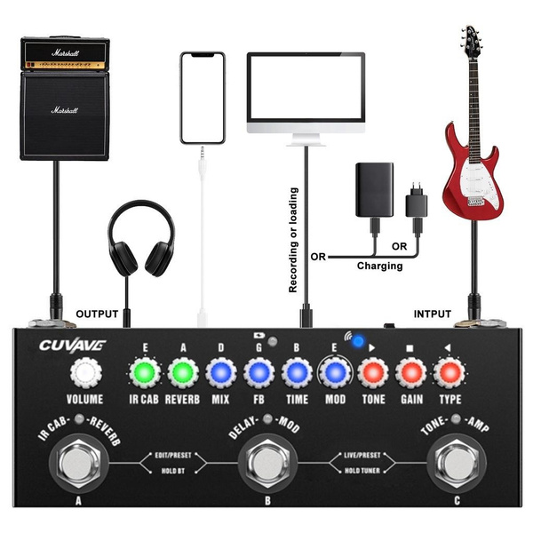 CUVAVE CUBE BABY Portable Multifunctional Electric Guitar Combined Effect  Pedal with Wireless Music Playback Phone Recording Audio Interface Function  