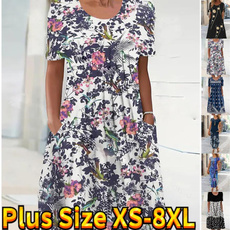 Plus Size, Dress, womensvneckdresse, short sleeves