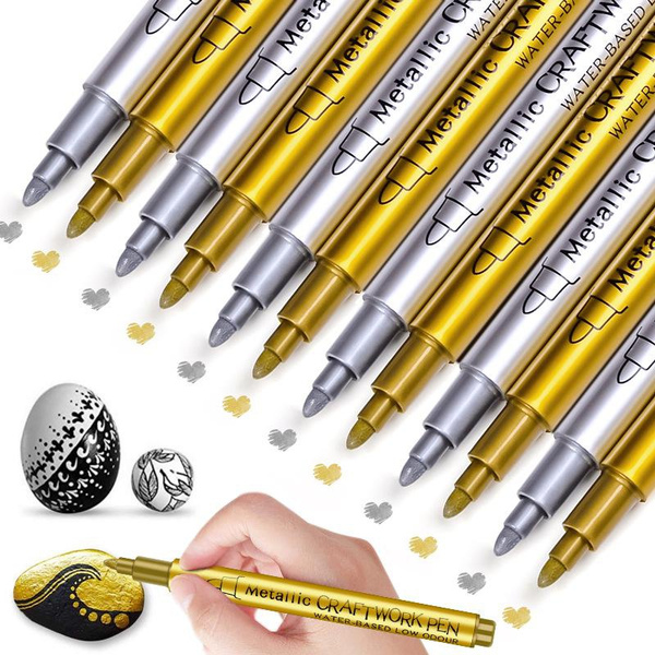 1Pc DIY hand-painted pen graffiti mark complementary color sign-in  signature pen craft pen water-based gold and silver paint pen