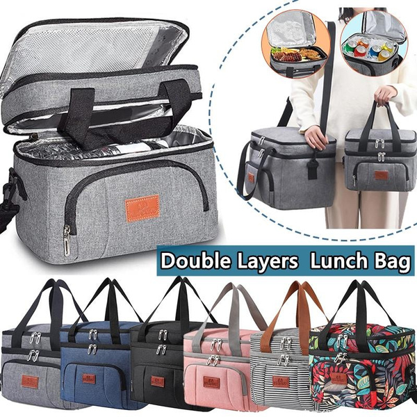 S/L Waterproof Double Layers Portable Lunch Bag Lunch Box /Men Women