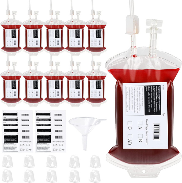 25pc Blood Bags for Drink Halloween IV Bag Reusable Juice Drink Pouches