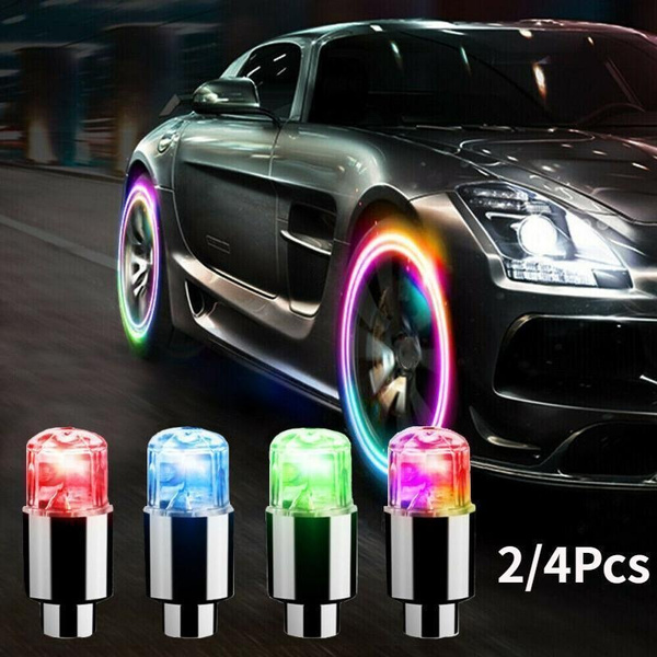 4/2Pcs Wheel Lights Car Wheel Tire Air Valve Stem LED Light Cap Cover