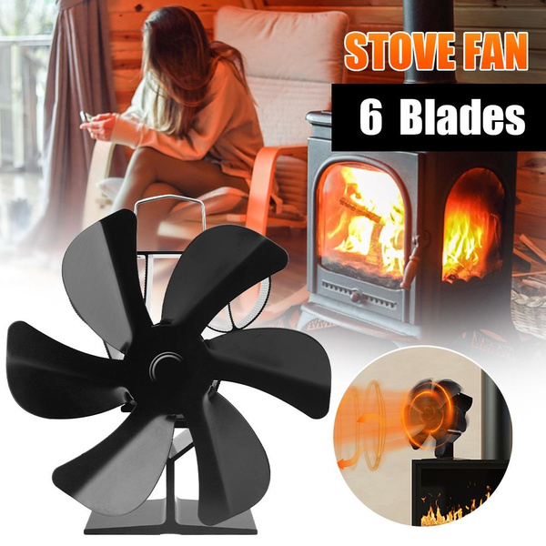 6 Blades Wood Stove Fan Heat Powered Stove Fan Ecofriendly Quiet Heater 