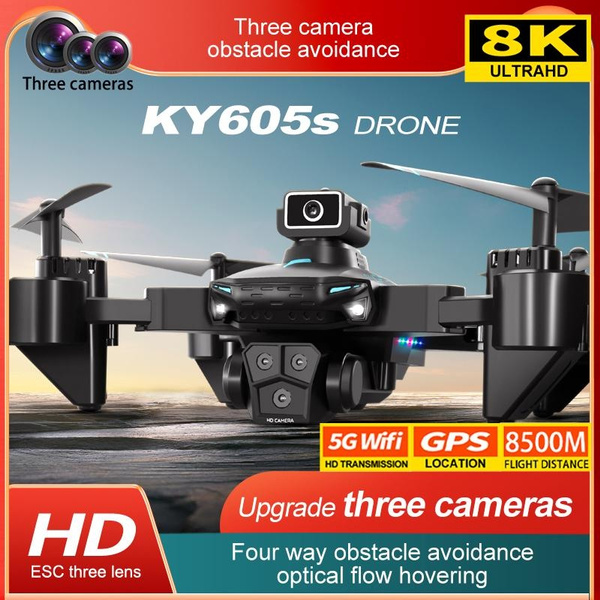 2023 New Professional 8K Drone KY605S Triple Camera Folding HD Image