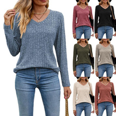 Tops & Tees, Plus Size, knitted sweater, Long Sleeve