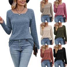 Tops & Tees, Plus Size, knitted sweater, Long Sleeve