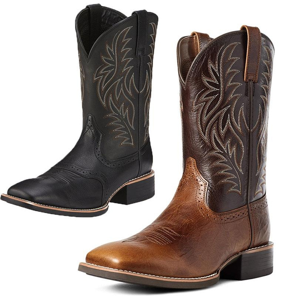 Stepthetop Men's Motorcycle Boots - Genuine Leather, Waterproof, Anti-Slip, Wide Toe For Driving & Hiking