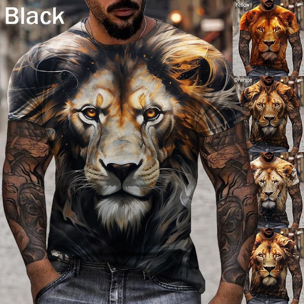 Men s Fashion 3d Lion T Shirt Casual Funny Hip Hop Cool T Shirt Wish