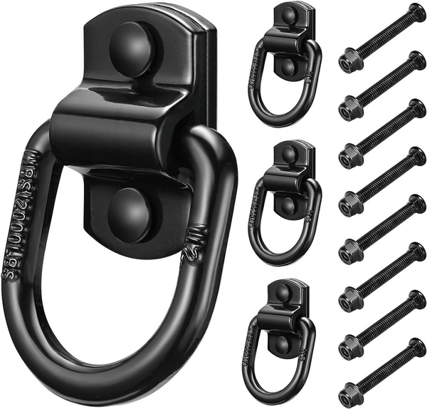 Nilight 4-Pack Heavy Duty D-Ring Tie Down Anchors - 1/2 Inch Rings, 12,000 Lbs Break Strength, Easy Bolt-On Installation
