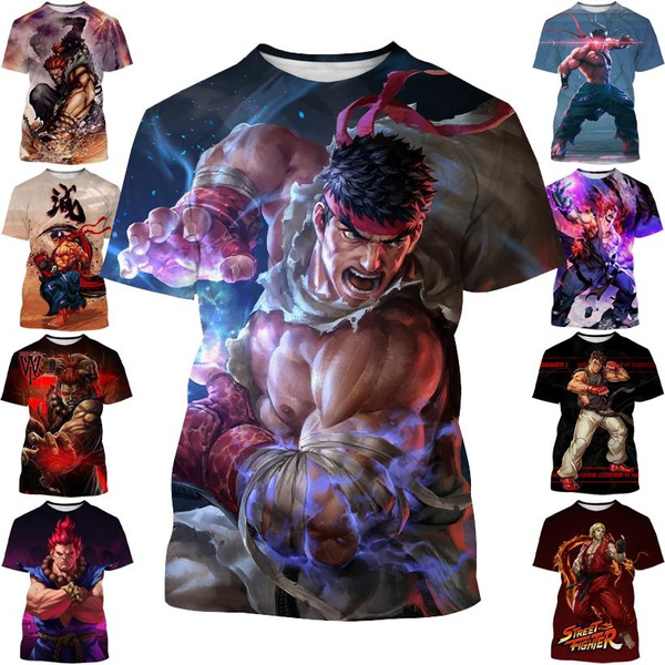 Hot Sale Cartoon Game Street Fighter 3D Printed T-shirt Personality Hip-hop  Fashion Casual Sports Tops Streetwear