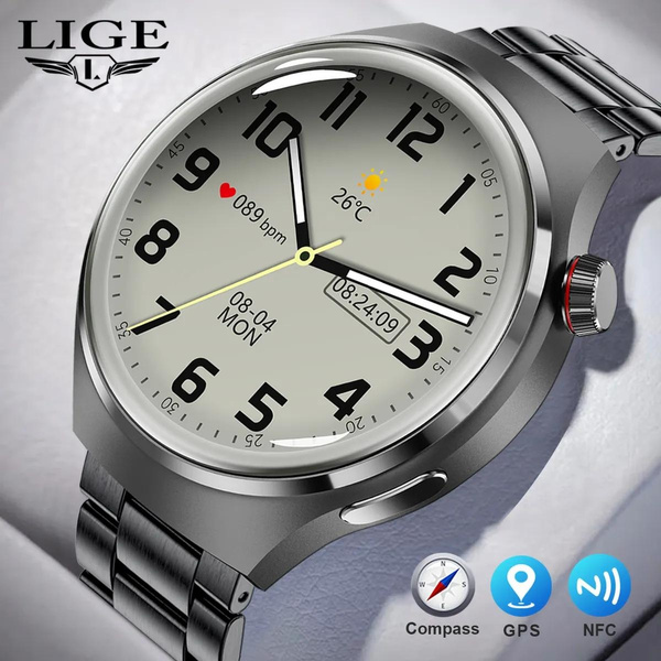 LIGE New NFC Smart Watch Mens Womens Fashion HD Screen Always Display The Time Bluetooth Call IP68 Waterproof Sports Smartwatch Multifunctional