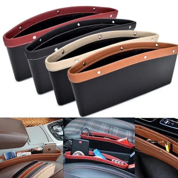 Car Organizer Leather Car Seat Case Slit Storage Bag Car Space