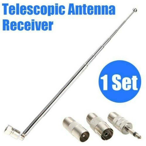New 1pc Silver Telescopic Antenna Replacement F Plug DAB FM Radio AM FM