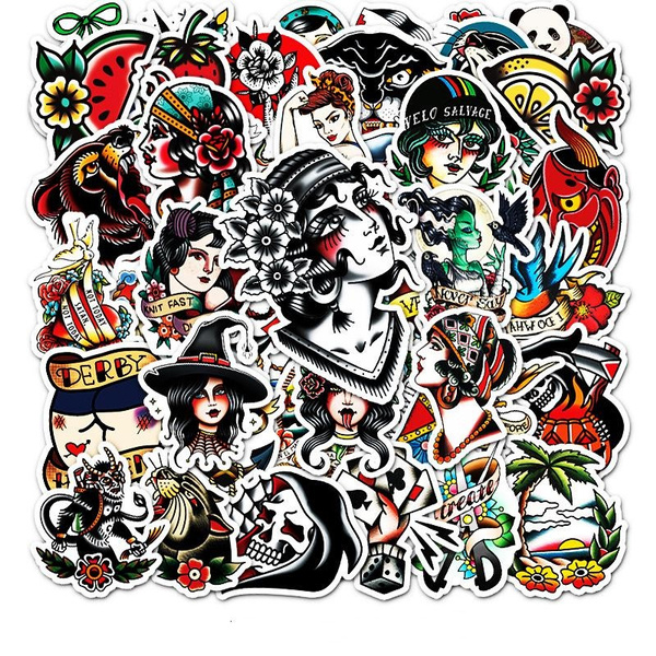 10 50 Pcs Old School Tattoo Stickers Old School Graffiti Stickers For