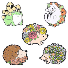 Flowers, Mushroom, Pins, Metal