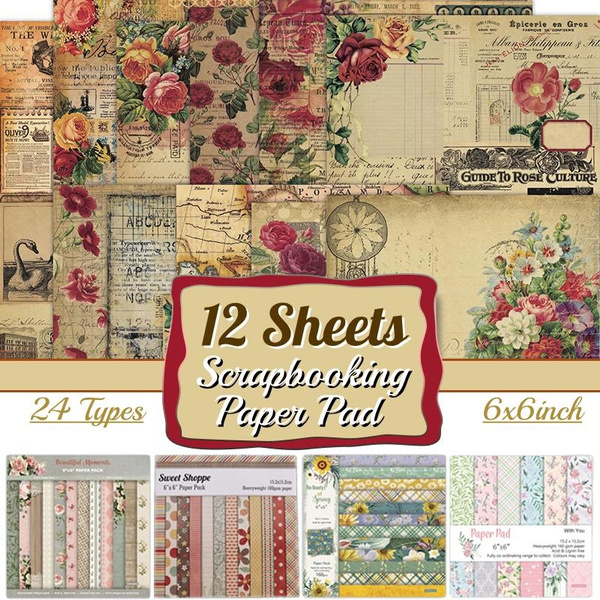 12 Sheets Scrapbooking Stickers, Scrapbook Accessories Flower