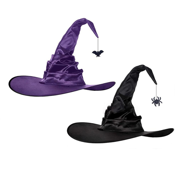 2 Pcs Witch Hats with Pendant Party Wide Brim Hat Accessory Wrinkled ...