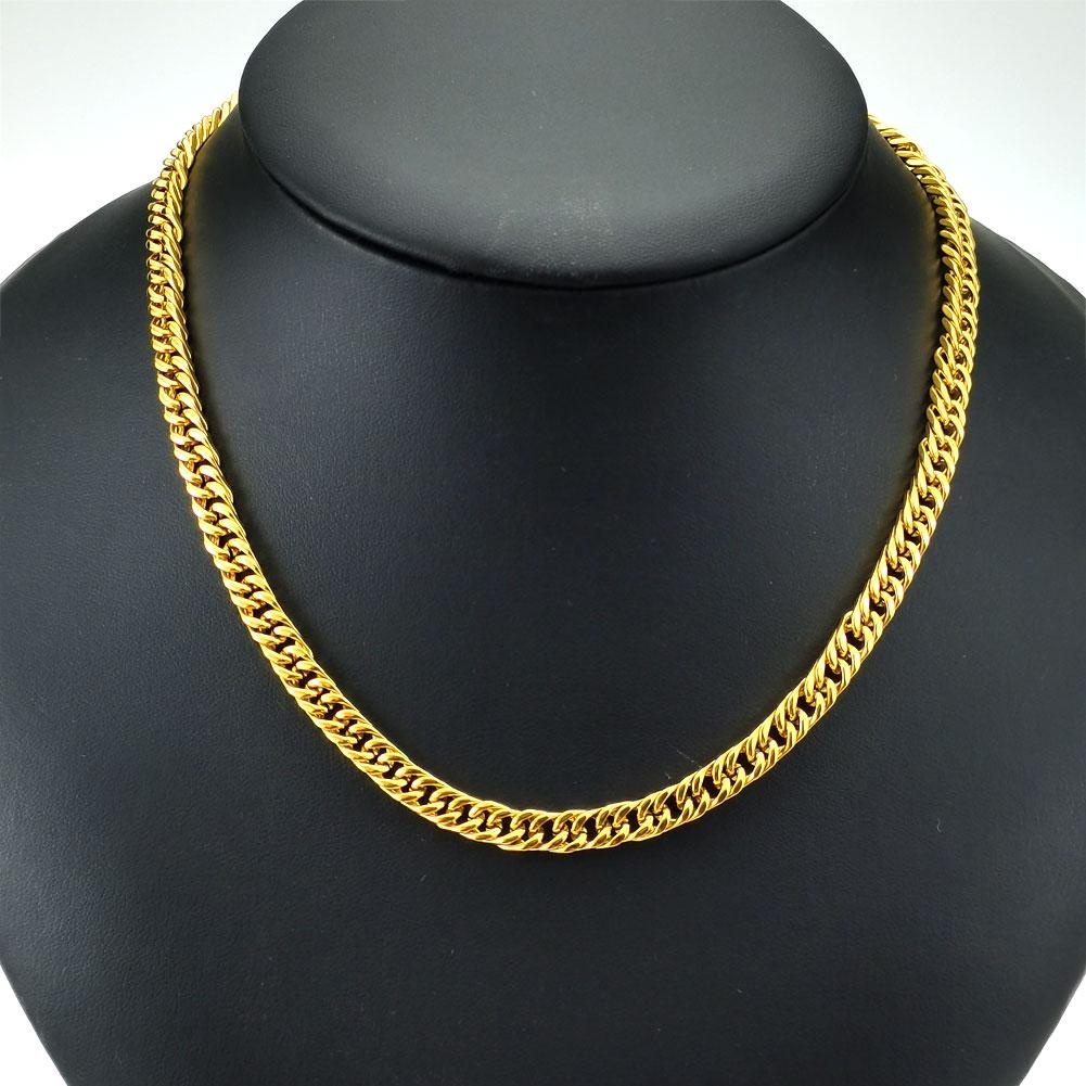 Necklace Stainless Steel Yellow Chain Classics Lobster Buckle-5mm Width_voghion.com