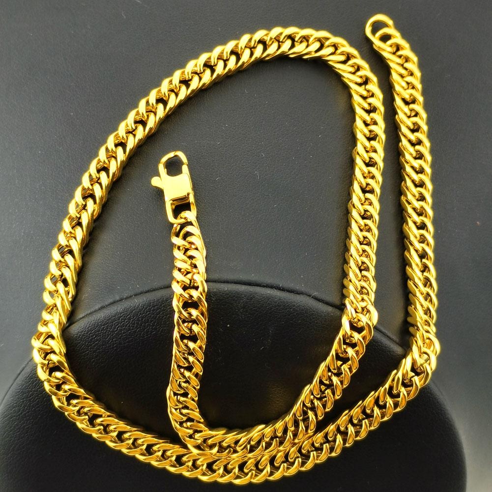 Necklace Stainless Steel Yellow Chain Classics Lobster Buckle-5mm Width_voghion.com
