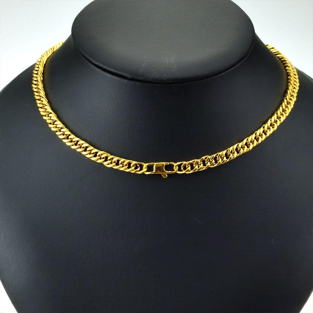 Necklace Stainless Steel Yellow Chain Classics Lobster Buckle-5mm Width_voghion.com