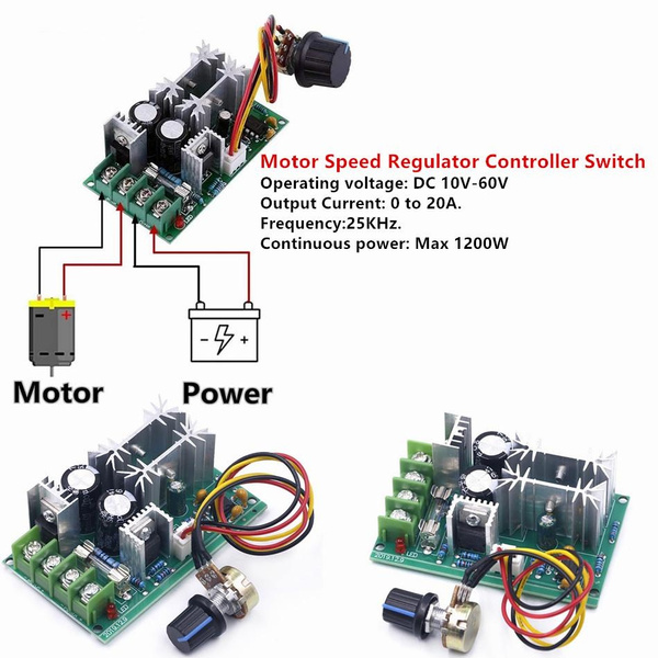 Yeeco DC Motor Speed Controller - 10-60V PWM Brushed Motor Driver (300W Max)