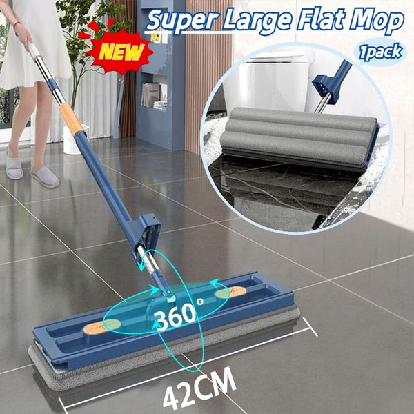 New Style Large Flat Mop Hands Free Flat Floor Mop 126cm Long Handle   64f94a99c8874d85f0e33204 Large 