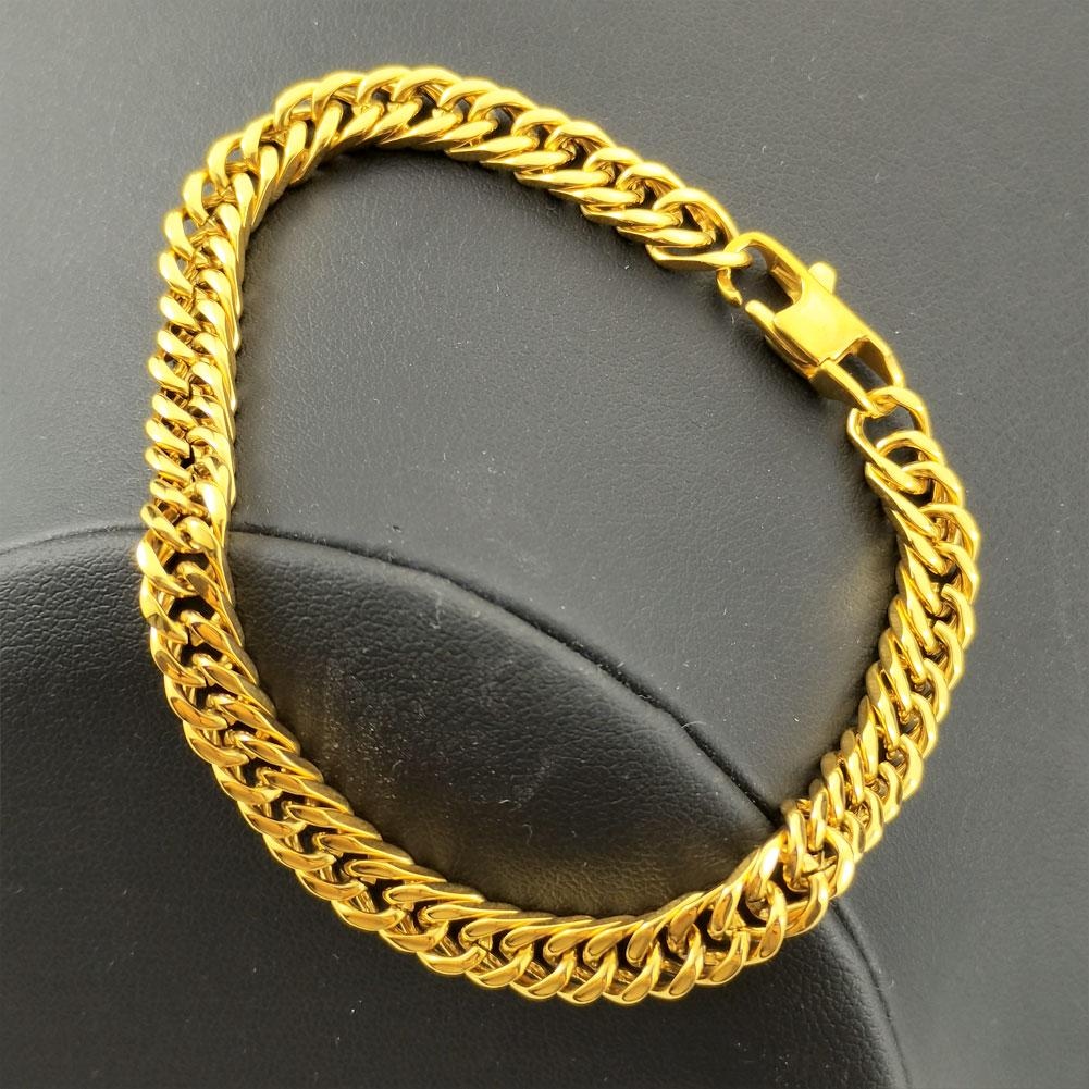 Bracciale a catena in acciaio inossidabile dorato donna classico_voghion.com