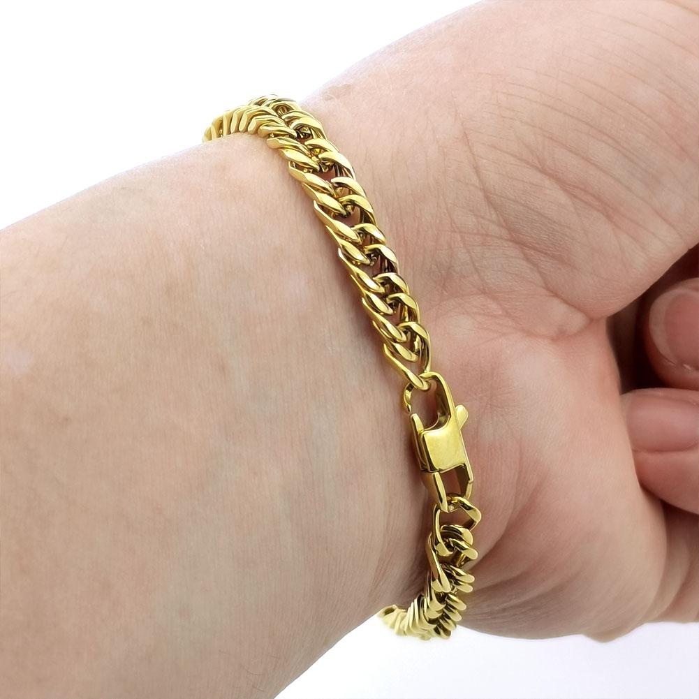 Bracciale a catena in acciaio inossidabile dorato donna classico_voghion.com