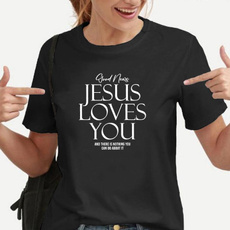 funnylettertshirt, jesusprintshirt, summer t-shirts, Women's Casual Tops