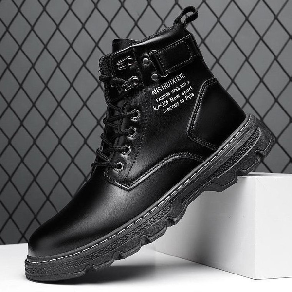 mens black walking boots uk