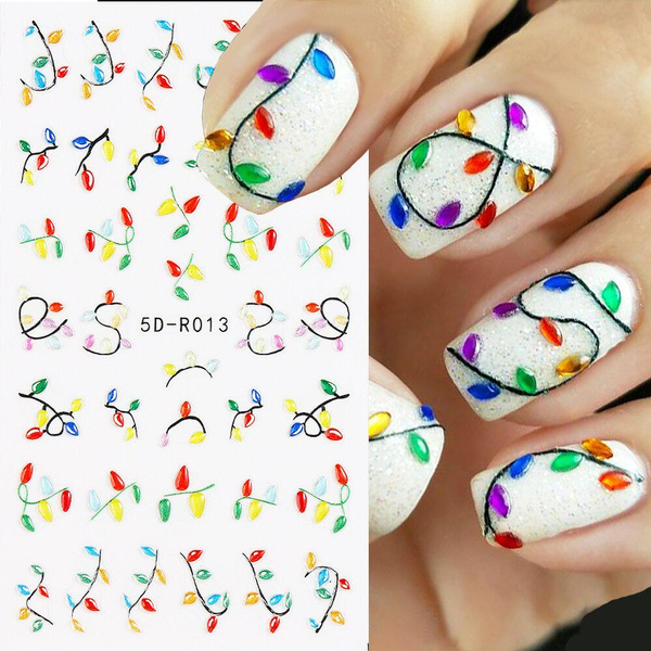5D Embossed Christmas Light Nail Art Stickers 2023 New Year Red Santa 64fafc75451cba31f686db84 Large