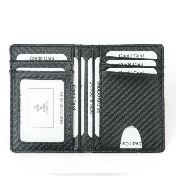 1 Pc Minimalist Front Pocket Card Bag - Rfid Blocking Wallet Pu Carbon ...