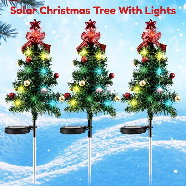 New Solar Christmas Tree Pathway Light, 18inch Outdoor Artificial
