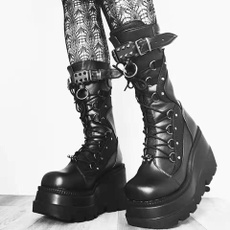 Goth, midcalfboot, Lace, Combat