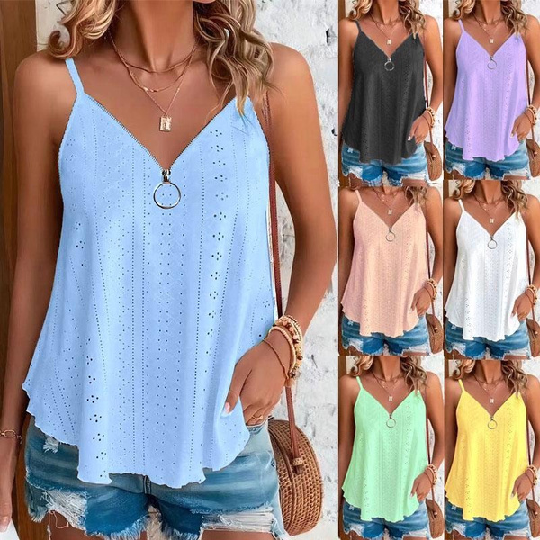 Women's Casual Summer Tops Plus Size Fashion Clothes Sleeveless