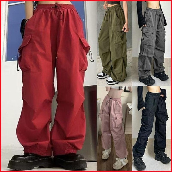 Women's High Waist Cargo Baggy Harem Trousers | Elastic Waist Jogger Pants