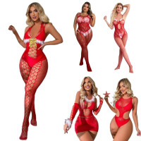 Sexy Christmas Cosplay Woman Santa Claus Costumes Bodysuit